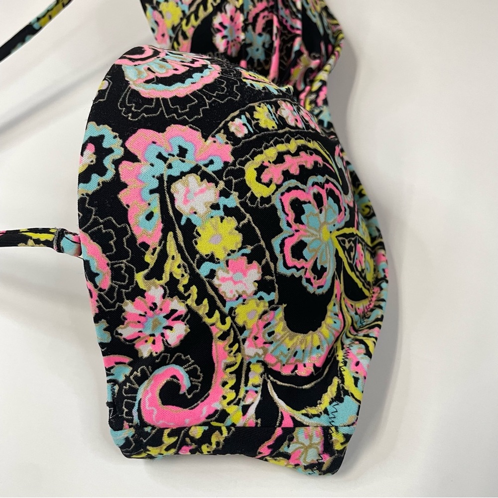 Victorias Secret 34D Flirt Bandeau Bikini Top Floral 3DA Black Pink Blue #1325 - Picture 3 of 12